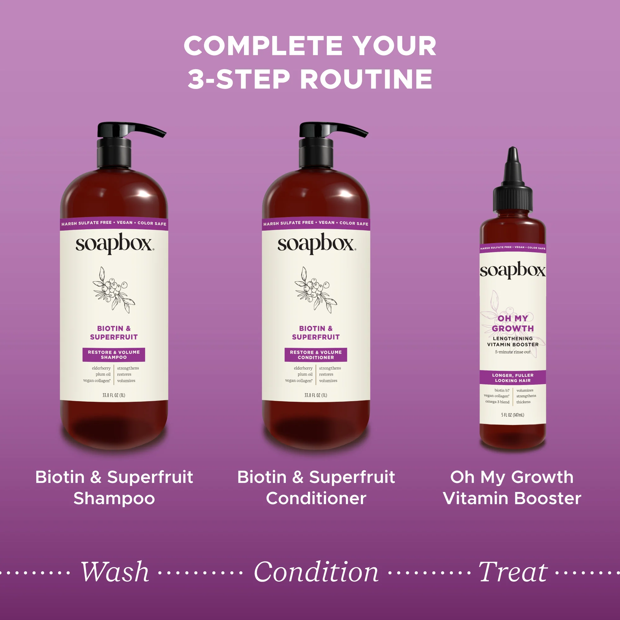 Biotin & Superfruit Volumizing Shampoo + Conditioner Set - 1 Liter - Image 3