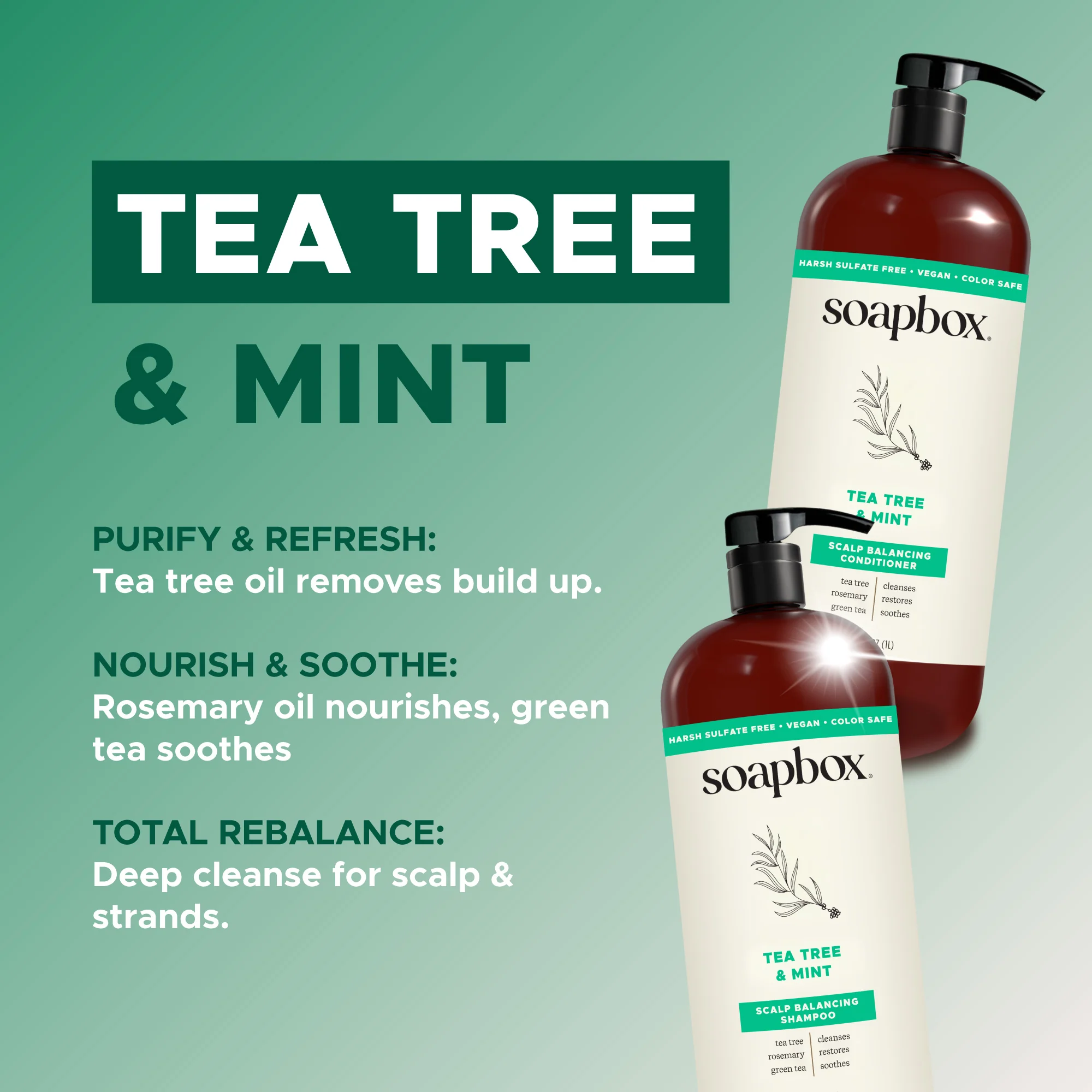 Tea Tree & Mint Scalp Balancing Shampoo - 1 Liter - Image 3