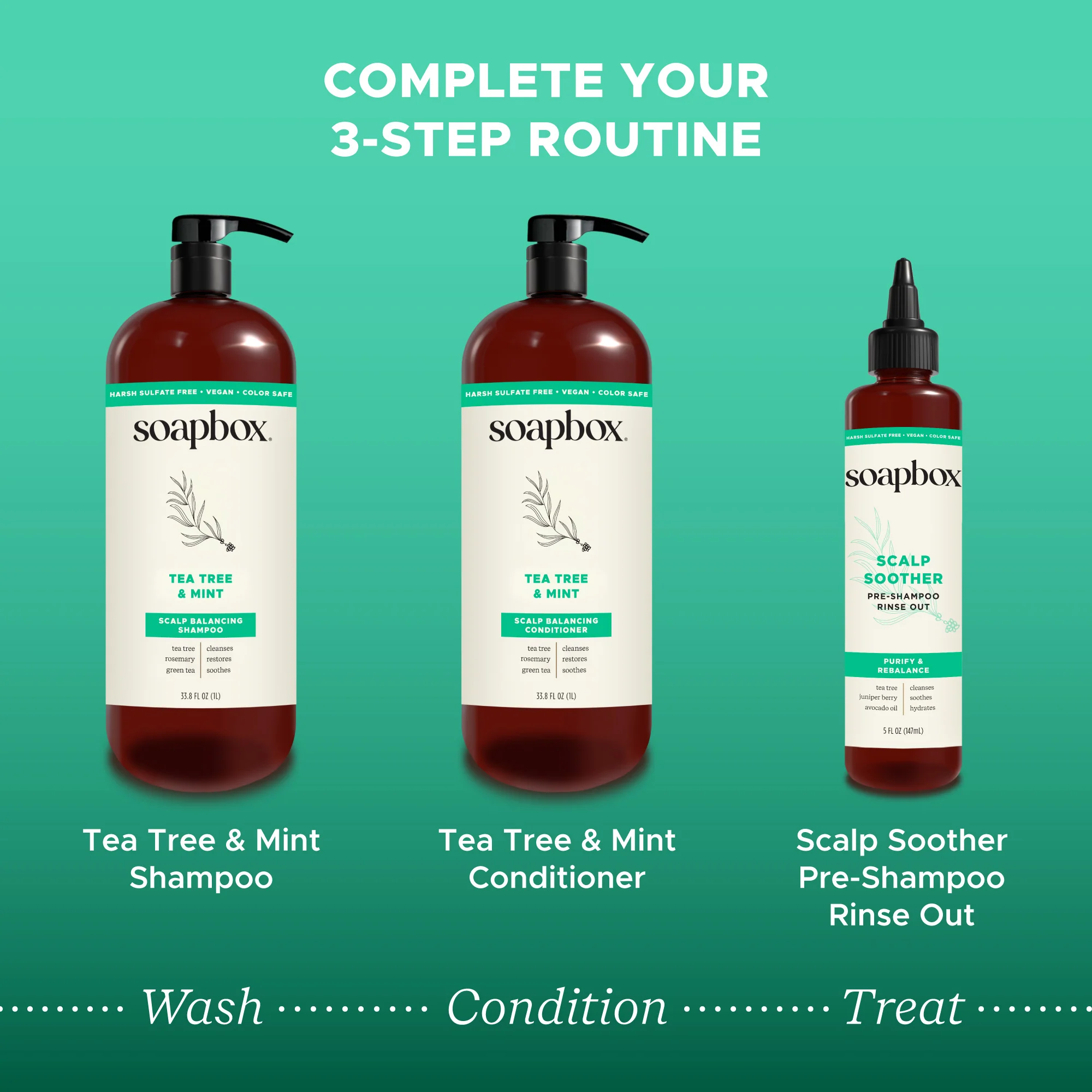Tea Tree & Mint Scalp Balancing Shampoo + Conditioner Set - 1 Liter - Image 5