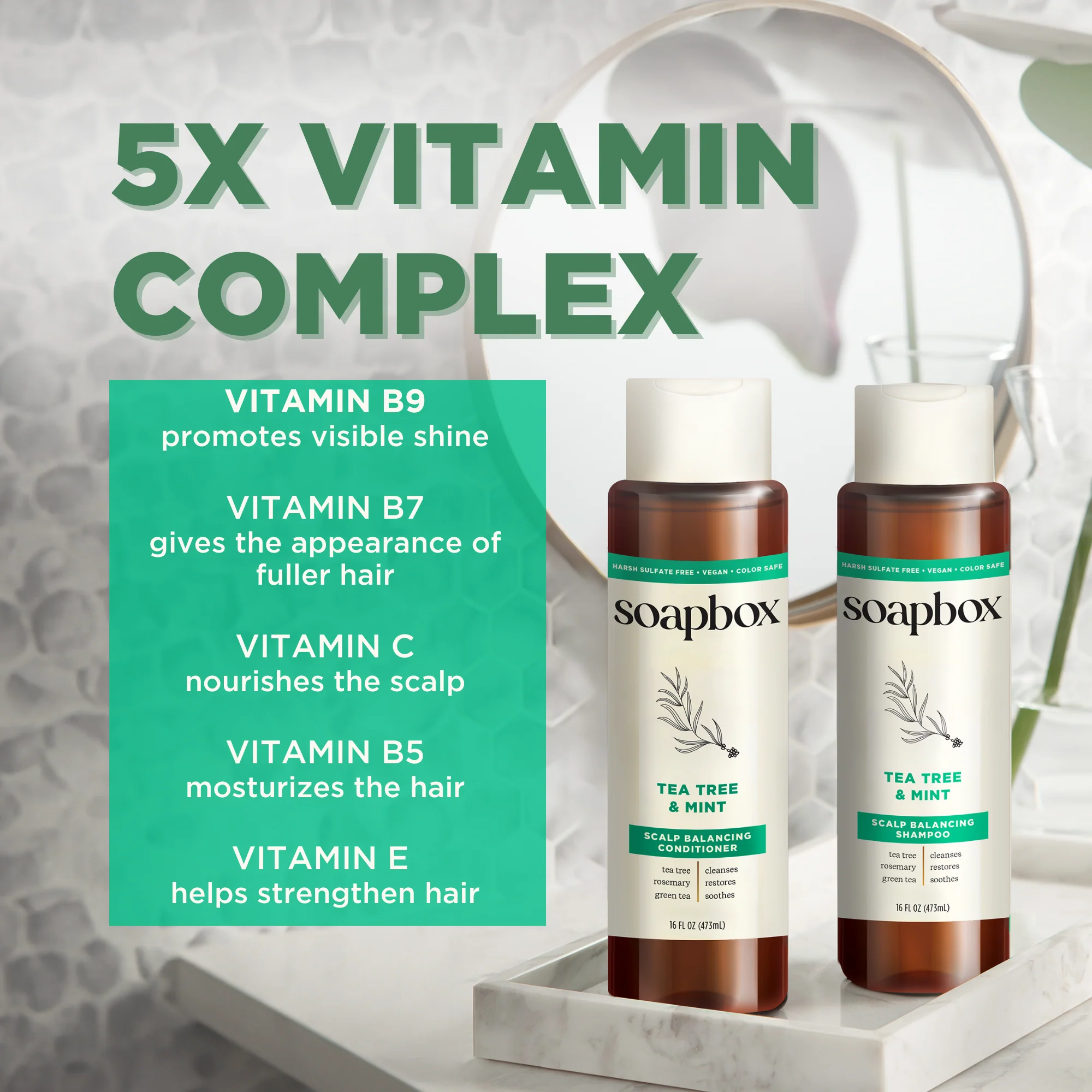 Tea Tree & Mint Scalp Balancing Shampoo + Conditioner Set - Image 4